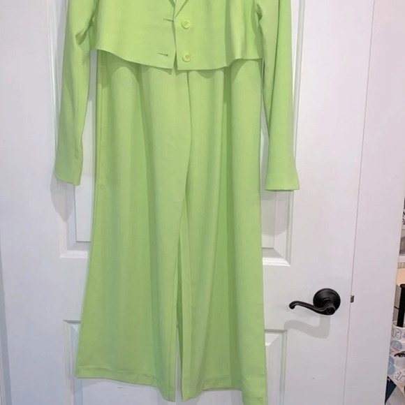 WeWoreWhat lime green wide leg pant suit and jacket size 4 - Picture 5 of 16